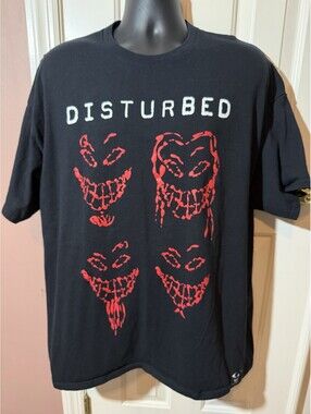 Disturbed The Sickness Faces Graphic T Shirt Mens 2XL Black 25th Anniversary